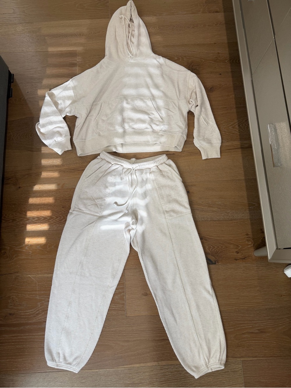 aerie Cream Waffle-Knit Hoodie set